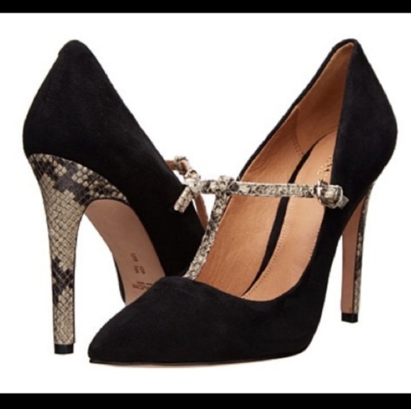 Coach Shoes - Coach black snake skin t strap heels 7.5 fulton